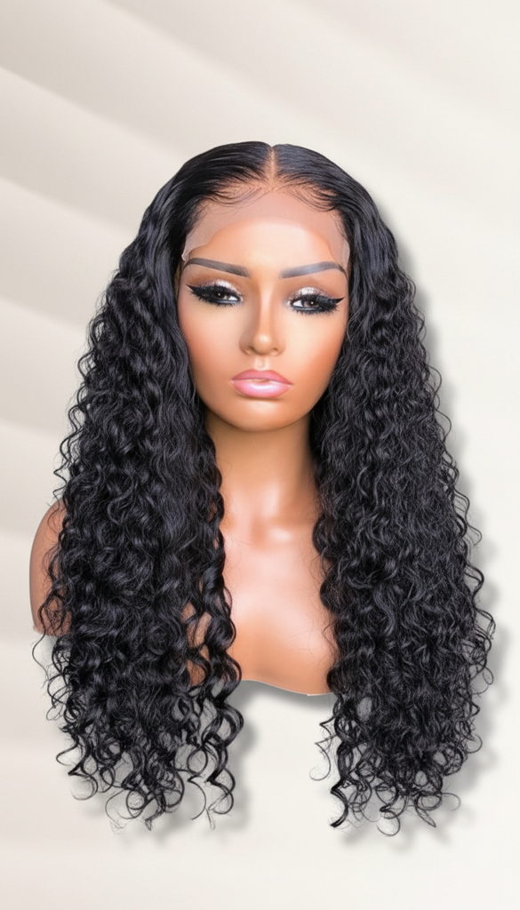 Oceans Curly Wig on Mannequin