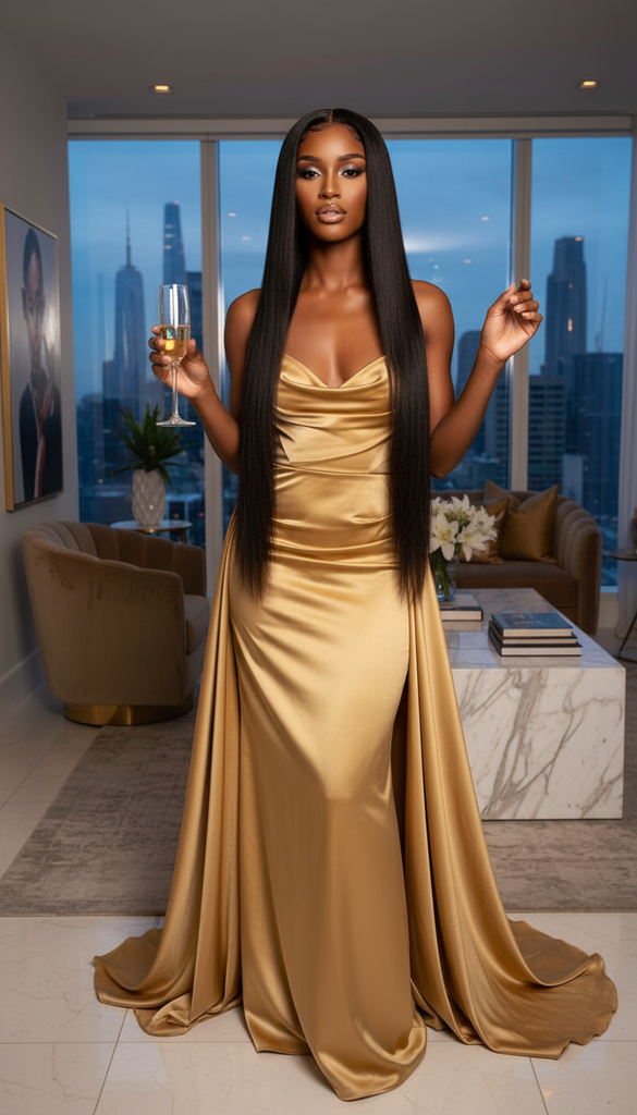 Oceans Double Drawn Straight Wig - Gold Gown Penthouse